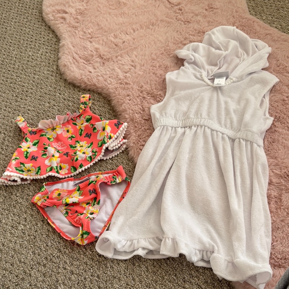 Girls Nicole Miller Bikini and Cover up Set Size 6